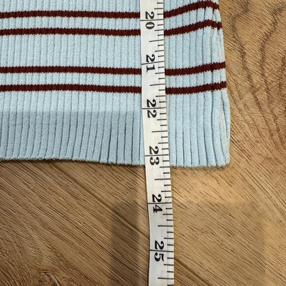A.L.C. Sydney Polo Top Ice Water/Sequoia Striped Knit – Size XL - Picture 8 of 11